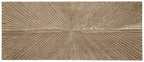 Distressed brown rectangular wall art panel with horizontal border and chevron starburst
