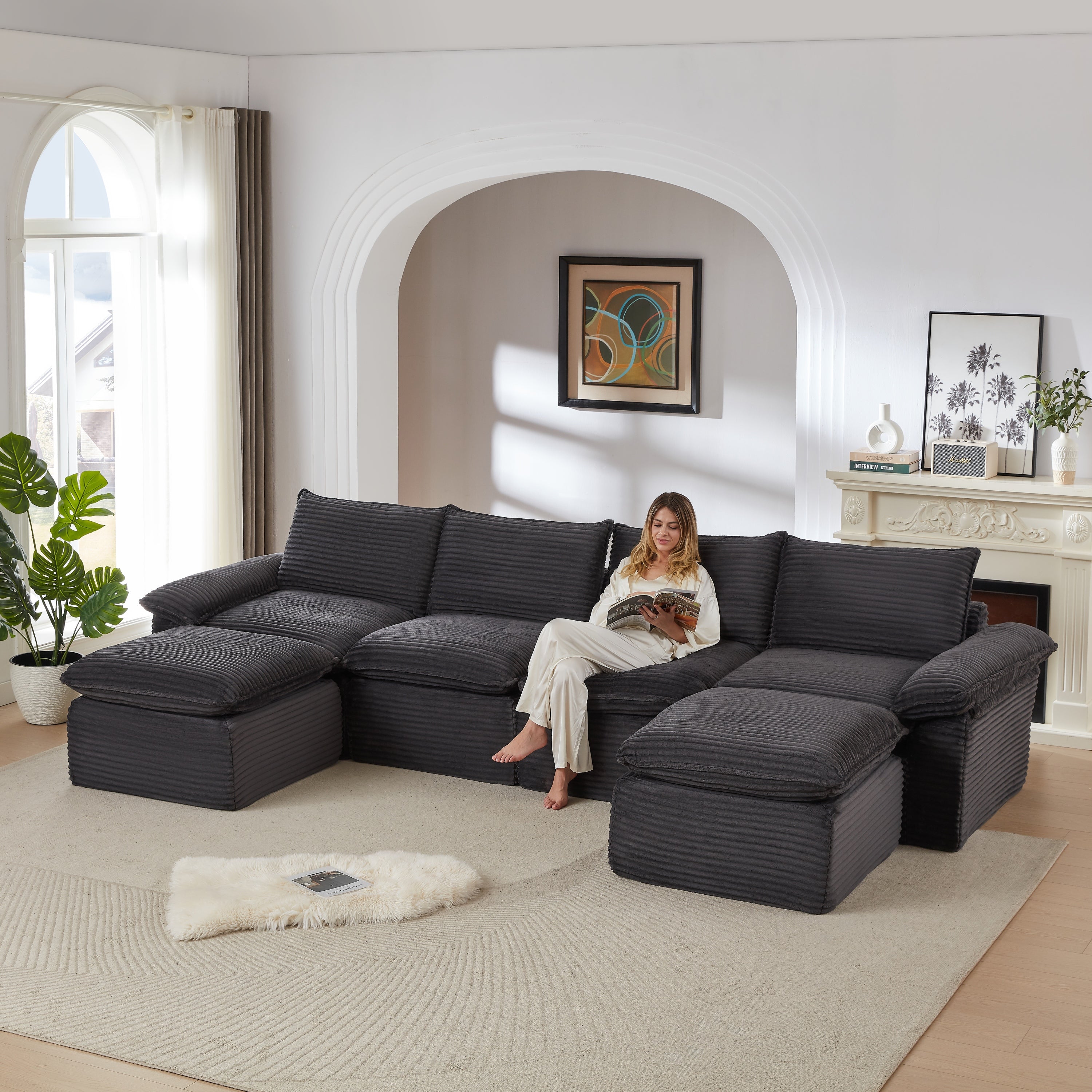 Modern Corduroy Cloud Sofa: Modular Comfort for Any Space