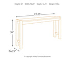 Long counter table diagram showing the rectangular top and side supports.