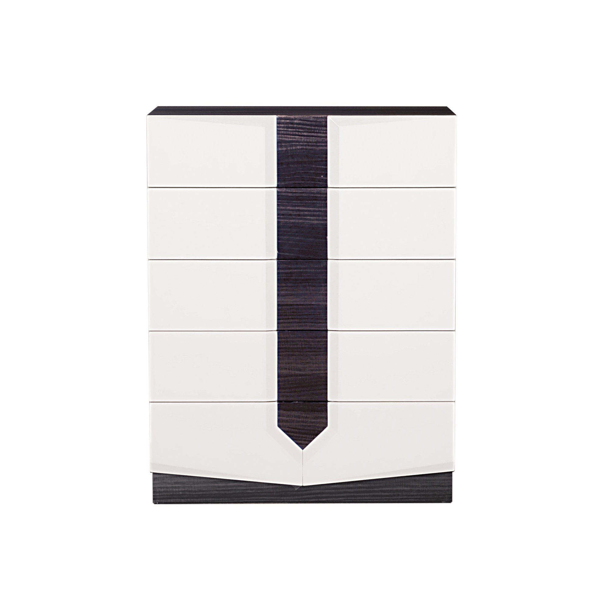 Modern White High Gloss Chest - Black Zebrano Detail
