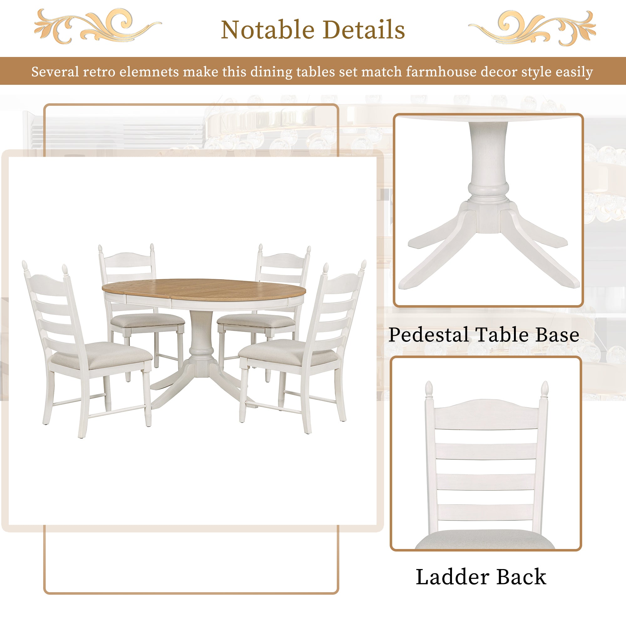 5-Pc Retro Dining Set - Off White
