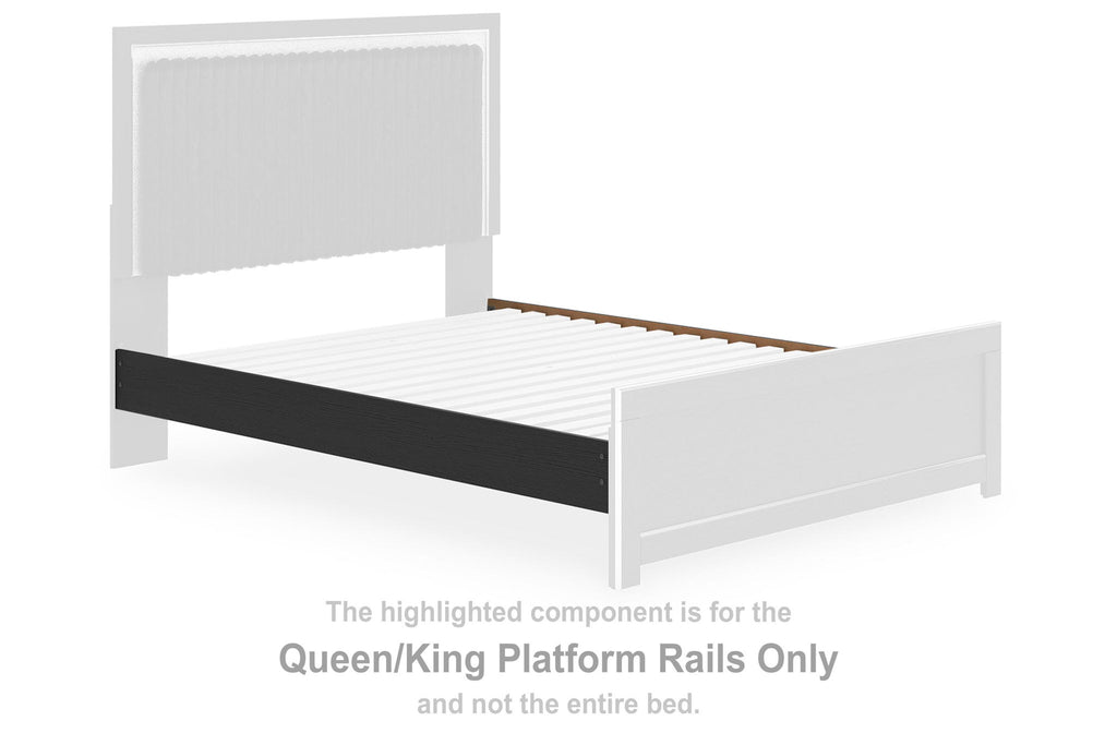 Black queen/king platform rail panel, long horizontal rail piece for bed frame