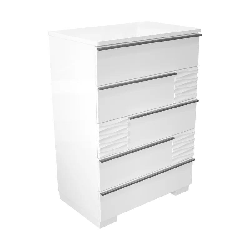 Modern White Lacquer Poplar Wood 5-Drawer Bedroom Chest