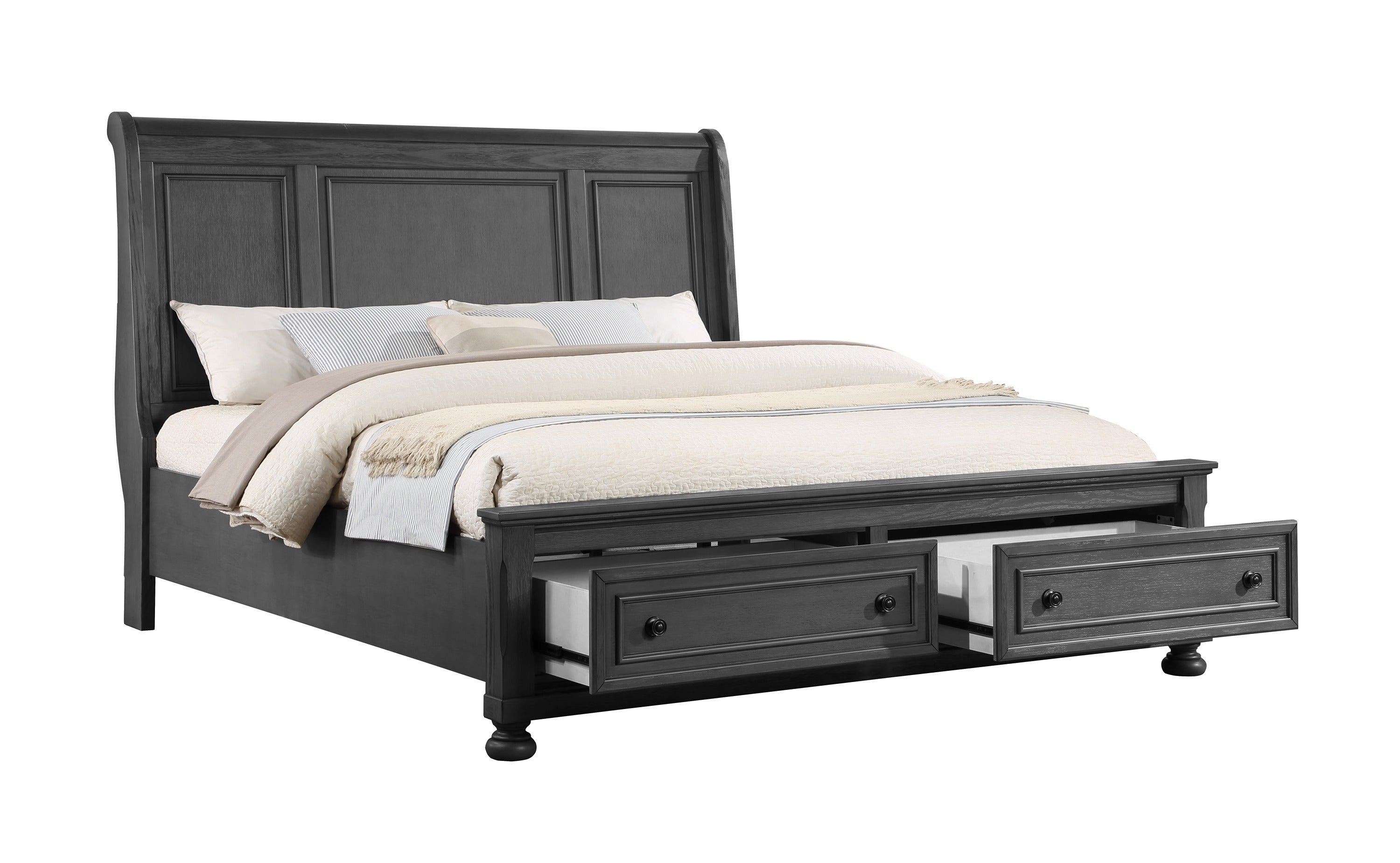 Modern Style King Bed | Rustic Gray Wood Finish
