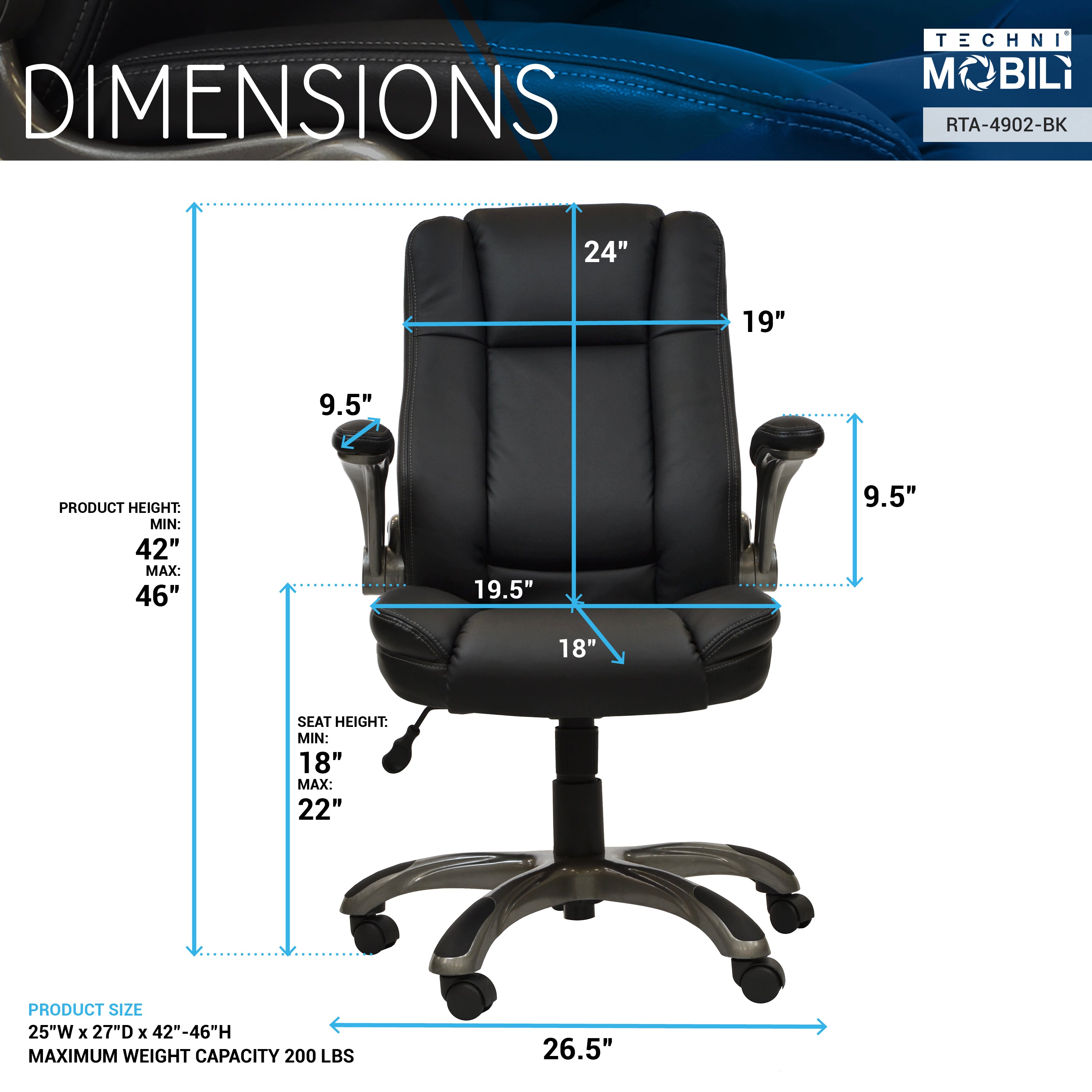 Mid-Back Executive Office Chair - Ergonomic Comfort