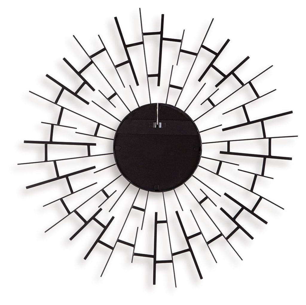 Garrenworth Accent Mirror with black sunburst frame and dark round center