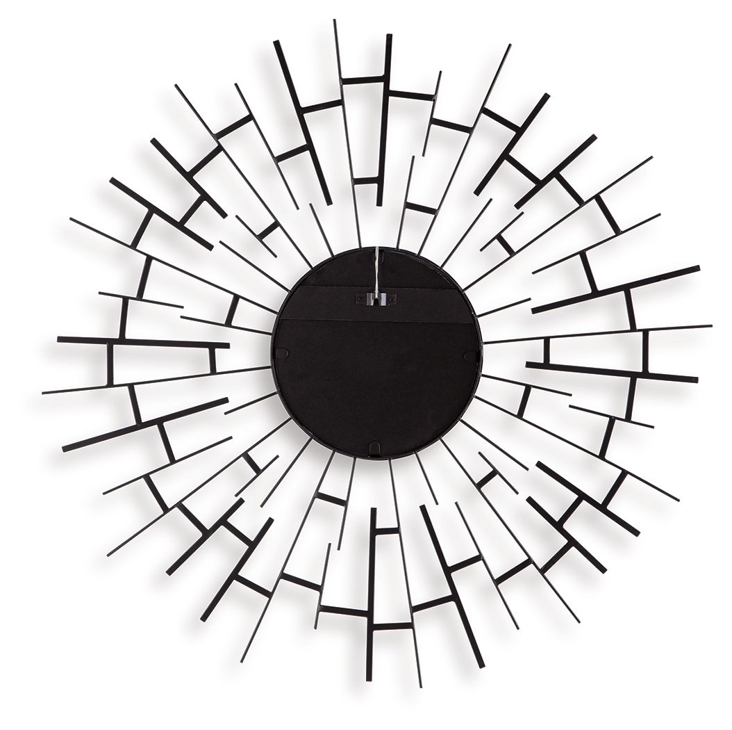 Garrenworth Accent Mirror with black sunburst frame and dark round center
