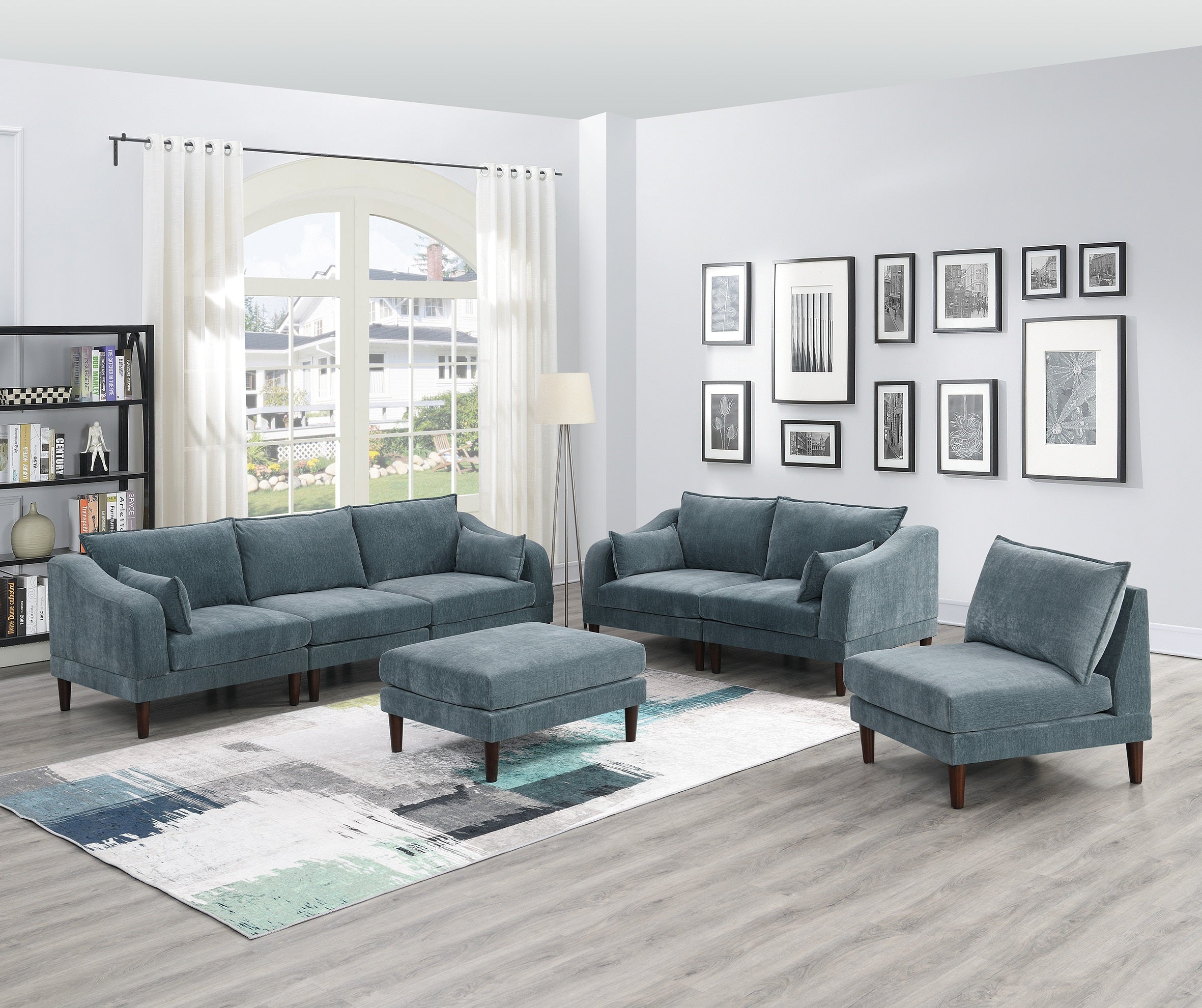 6pc Modular Sofa Set Mineral Morgan Fabric Living Room