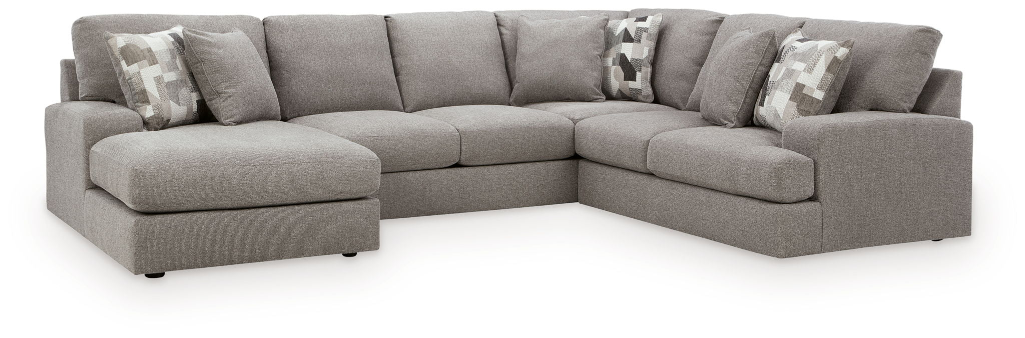 Lindon corner sectional sofa in smoke gray with two ottoman-style chaise sections