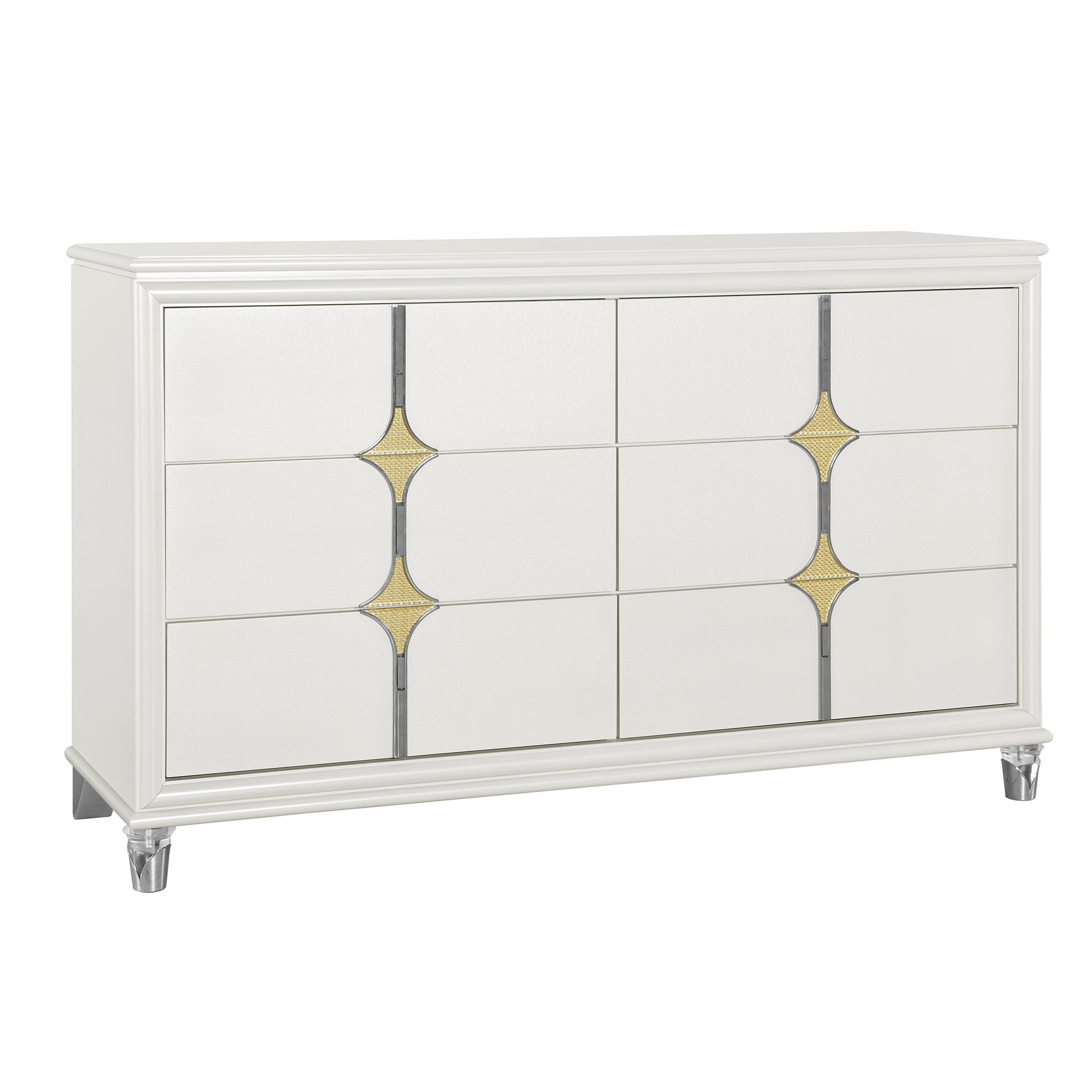 URIUNI Gold Dresser - Elegant, Acrylic & Solid Wood Accents