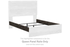 Queen panel rails set in gray, with tall headboard and low footboard panels