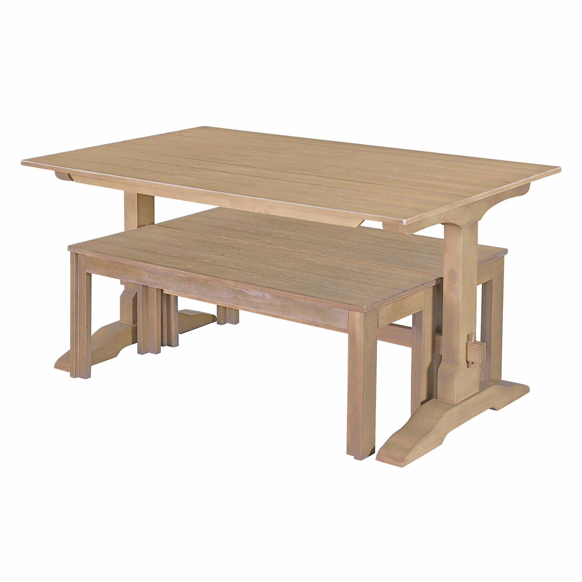 Retro 3-Piece Dining Set (Natural Wood)