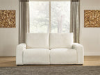 White power reclining sectional sofa with tall back cushions and padded arm panels