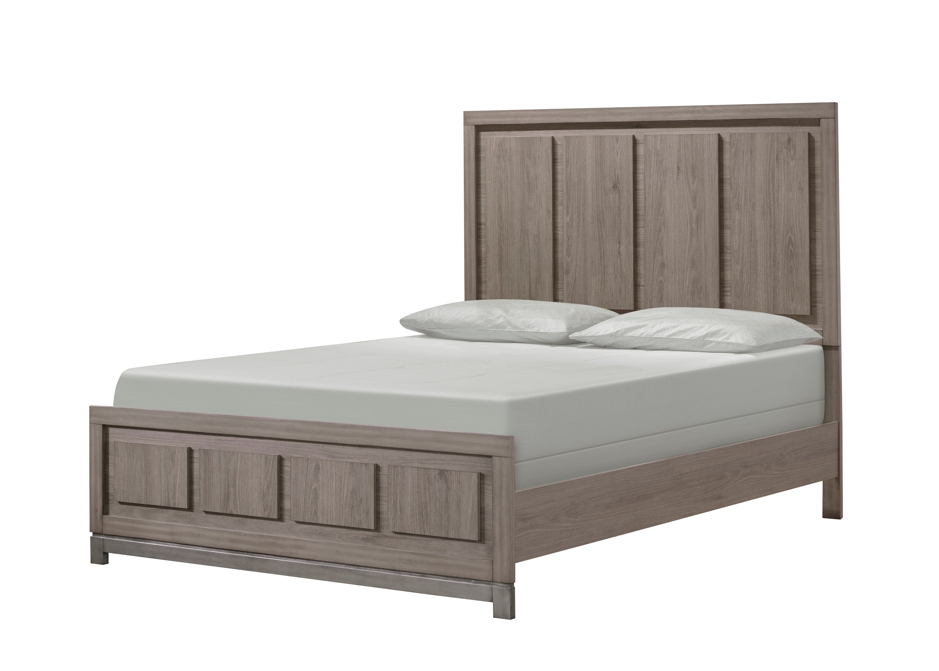 Sleek Grey Oak King Panel Bed - Contemporary Minimalist Design