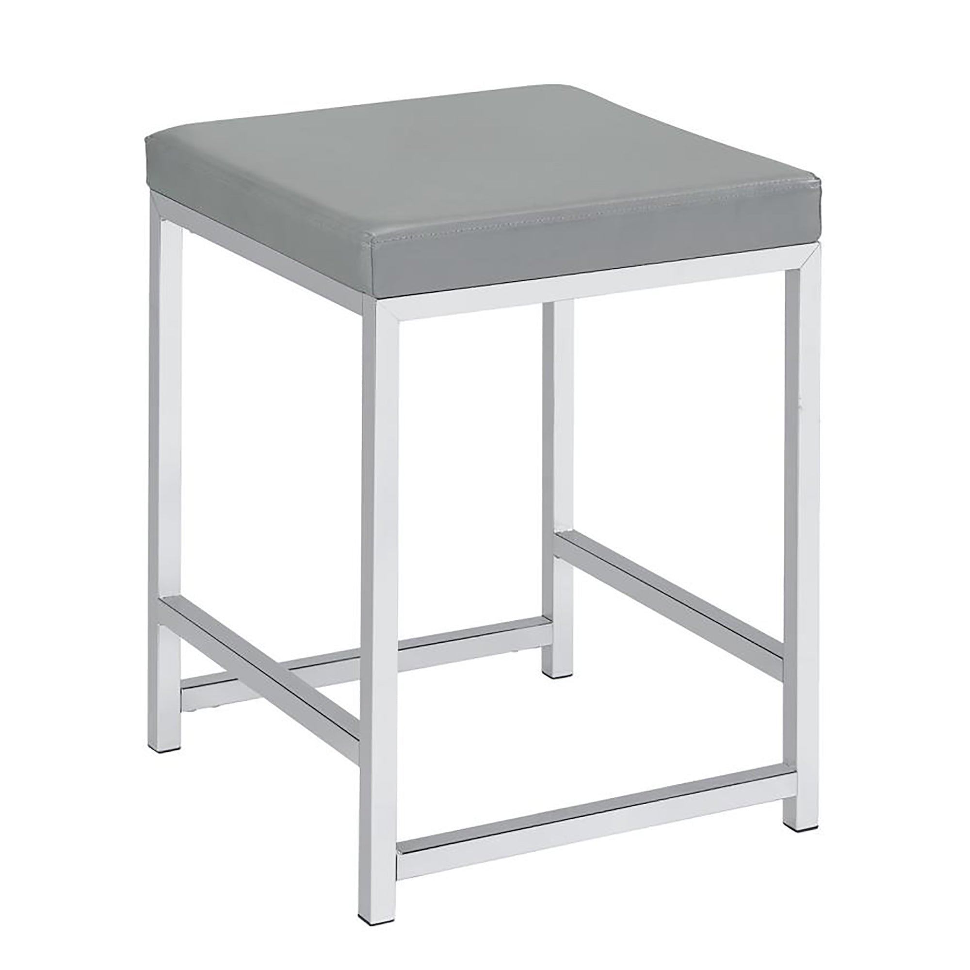 Light Grey Vanity Stool - Square Makeup Chair