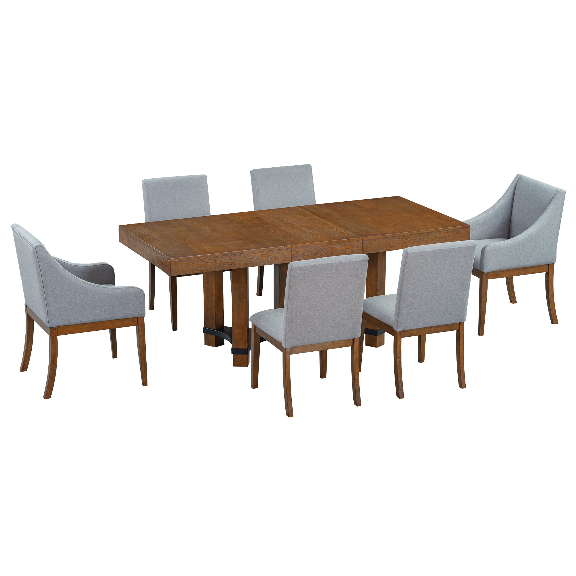 Rustic Extendable Dining Table Set - 7pc