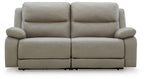 Pebble power reclining loveseat with split seat backs and padded arms
