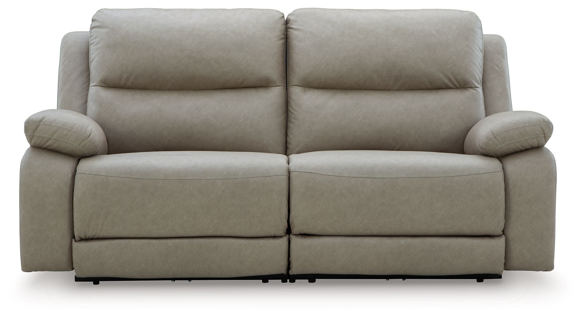 Pebble power reclining loveseat with split seat backs and padded arms