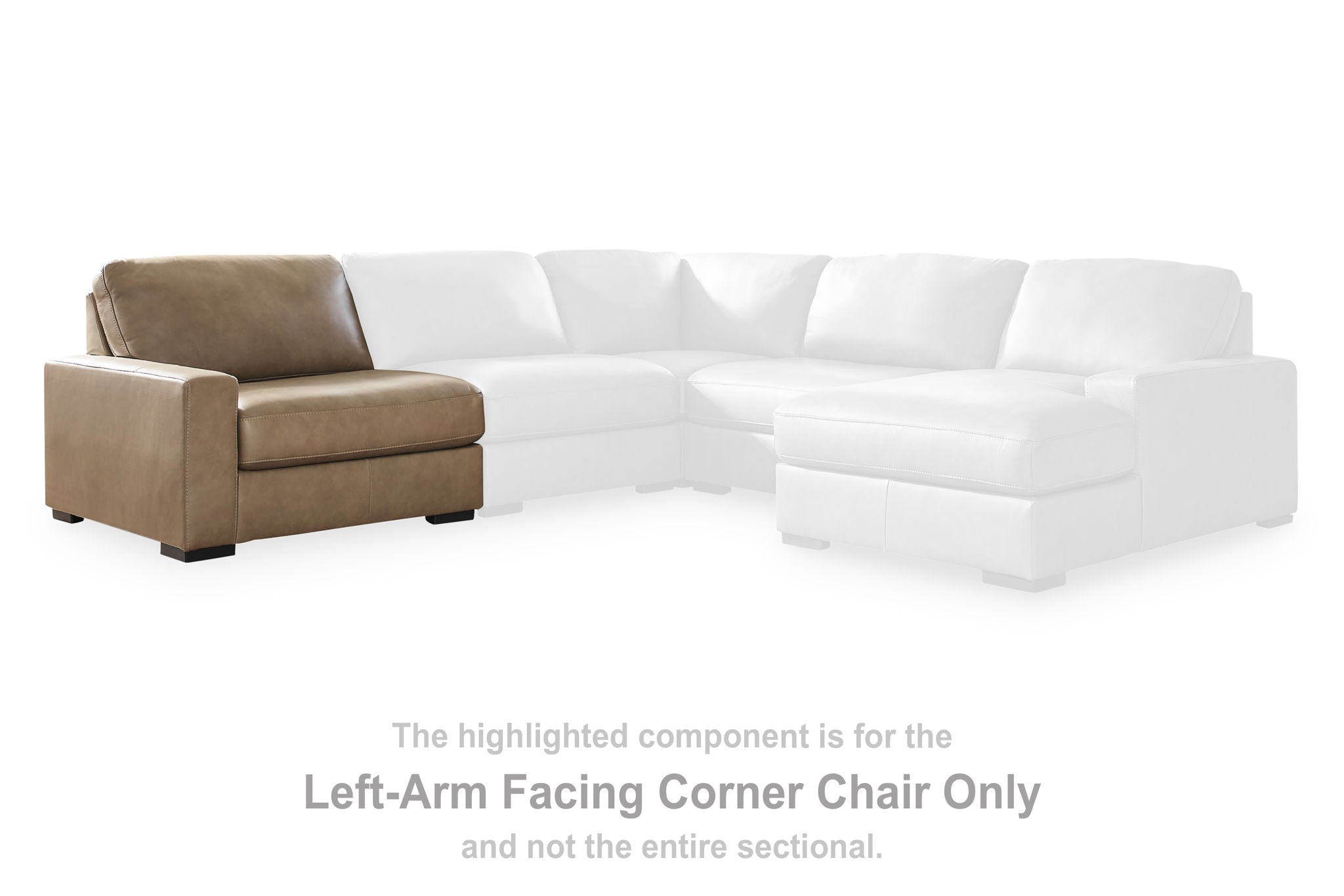 Veronella LAF corner chair, Sahara tan upholstery with left arm and square arms