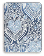 Blue-and-white floral heart pattern mattress cover