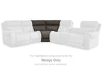Gunmetal gray wedge sectional sofa component, highlighted section with seat and back