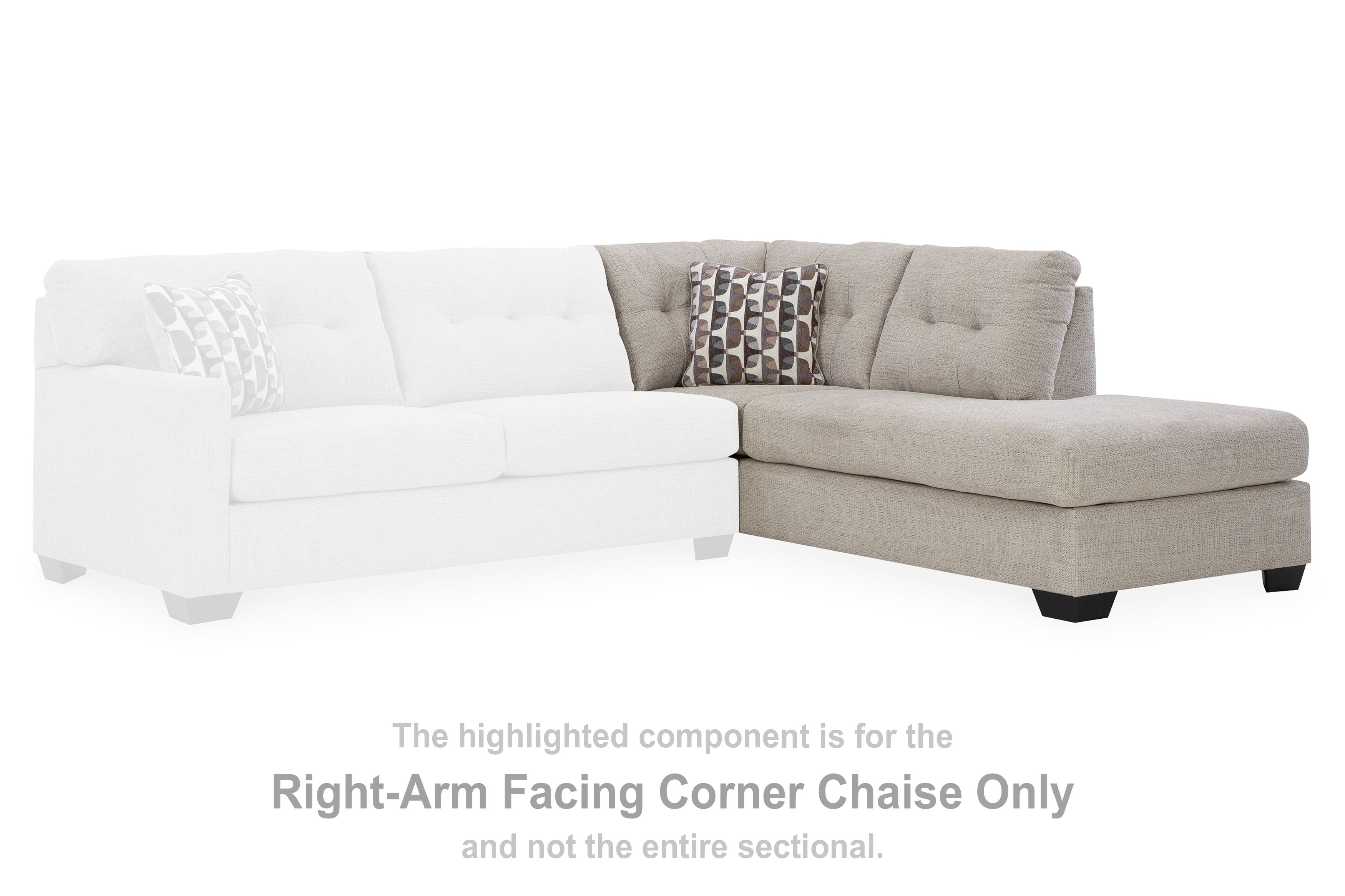 L-shaped corner sectional with tufted back: light gray and white chaise