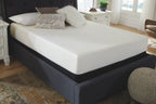 White firm memory foam mattress on dark bed frame with quilted top