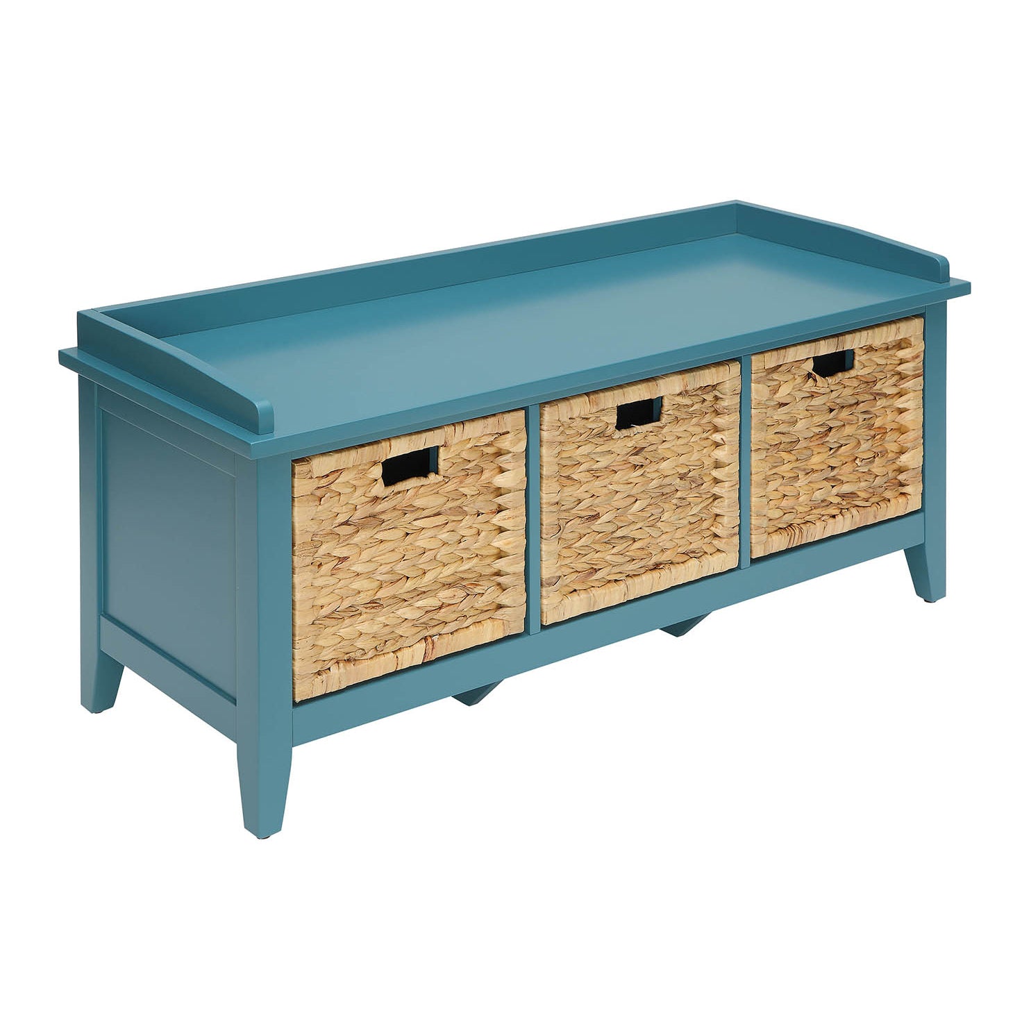 Stylish Beige & Teal 3-Drawer Storage Bench