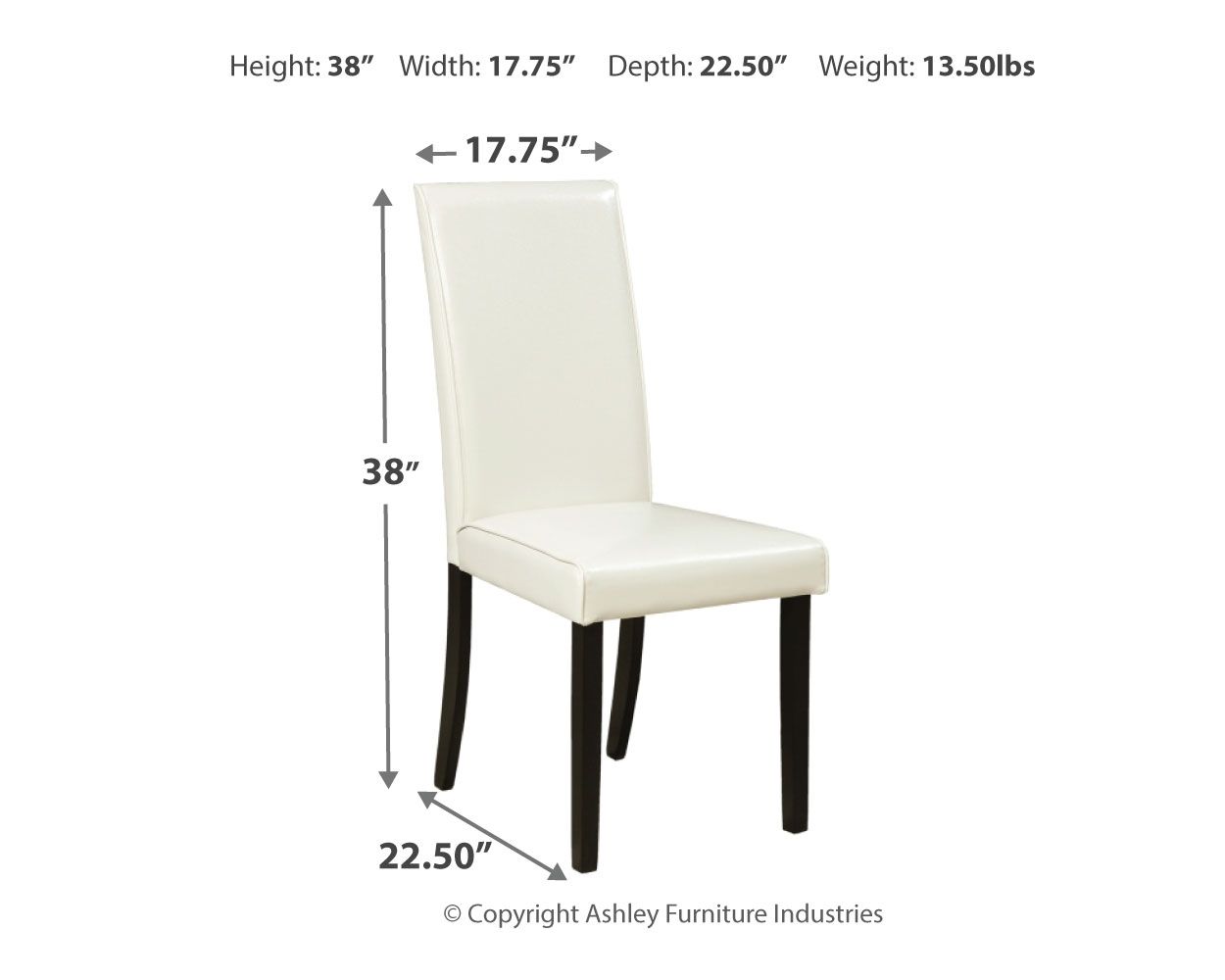 Dining side chair in pearl silver with tall back and cushioned seat