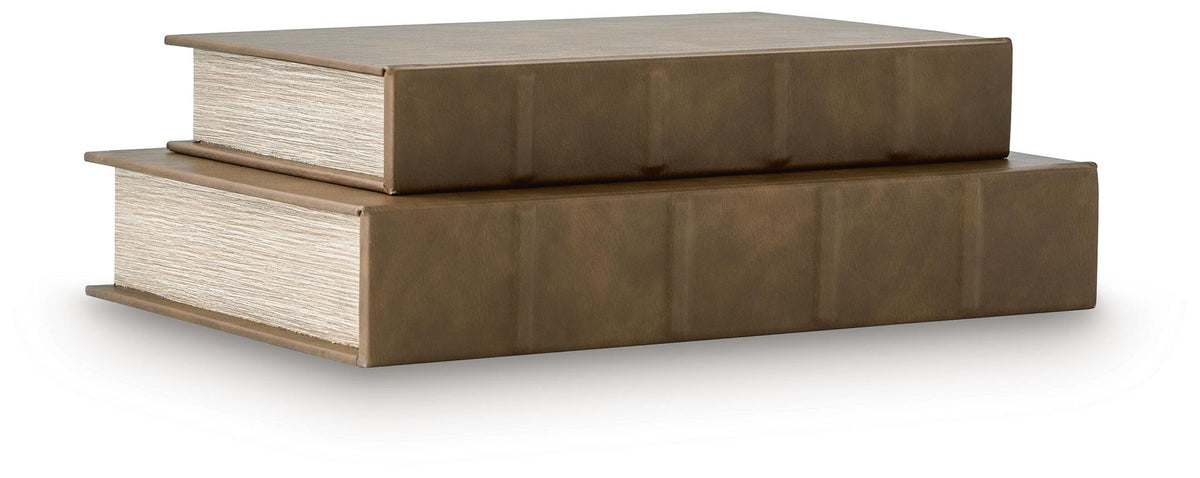 Dark brown box set of 2 fabric-covered storage boxes, stacked, closed lids