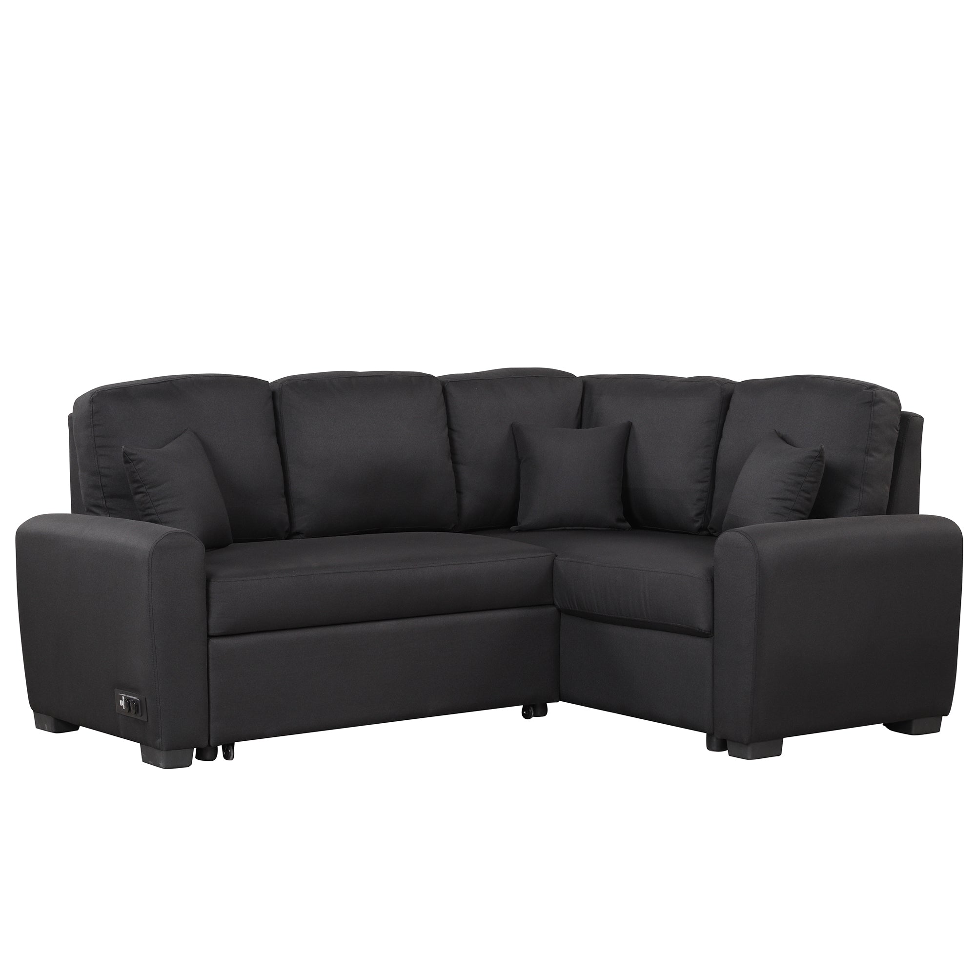 black l shaped pull out couch