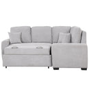 87.4" L-Shaped Sleeper Sectional Sofa w/ USB, Outlets, 3 Pillows - Grey-Sleeper Sectionals-American Furniture Outlet