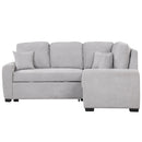 87.4" L-Shaped Sleeper Sectional Sofa w/ USB, Outlets, 3 Pillows - Grey-Sleeper Sectionals-American Furniture Outlet