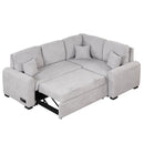 87.4" L-Shaped Sleeper Sectional Sofa w/ USB, Outlets, 3 Pillows - Grey-Sleeper Sectionals-American Furniture Outlet