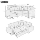 87.4" L-Shaped Sleeper Sectional Sofa w/ USB, Outlets, 3 Pillows - Grey-Sleeper Sectionals-American Furniture Outlet