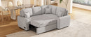 87.4" L-Shaped Sleeper Sectional Sofa w/ USB, Outlets, 3 Pillows - Grey-Sleeper Sectionals-American Furniture Outlet