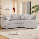 87.4" L-Shaped Sleeper Sectional Sofa w/ USB, Outlets, 3 Pillows - Grey-Sleeper Sectionals-American Furniture Outlet