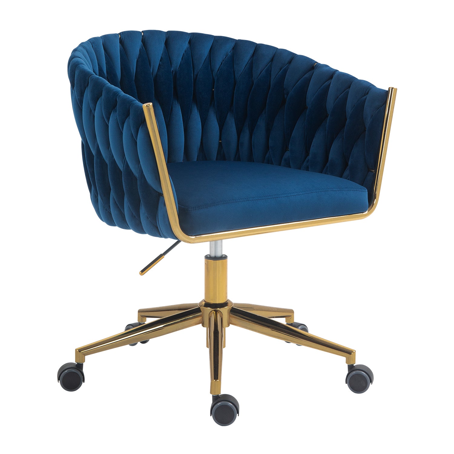 Modern Handwoven Office Chair w/ Wheels-Blue