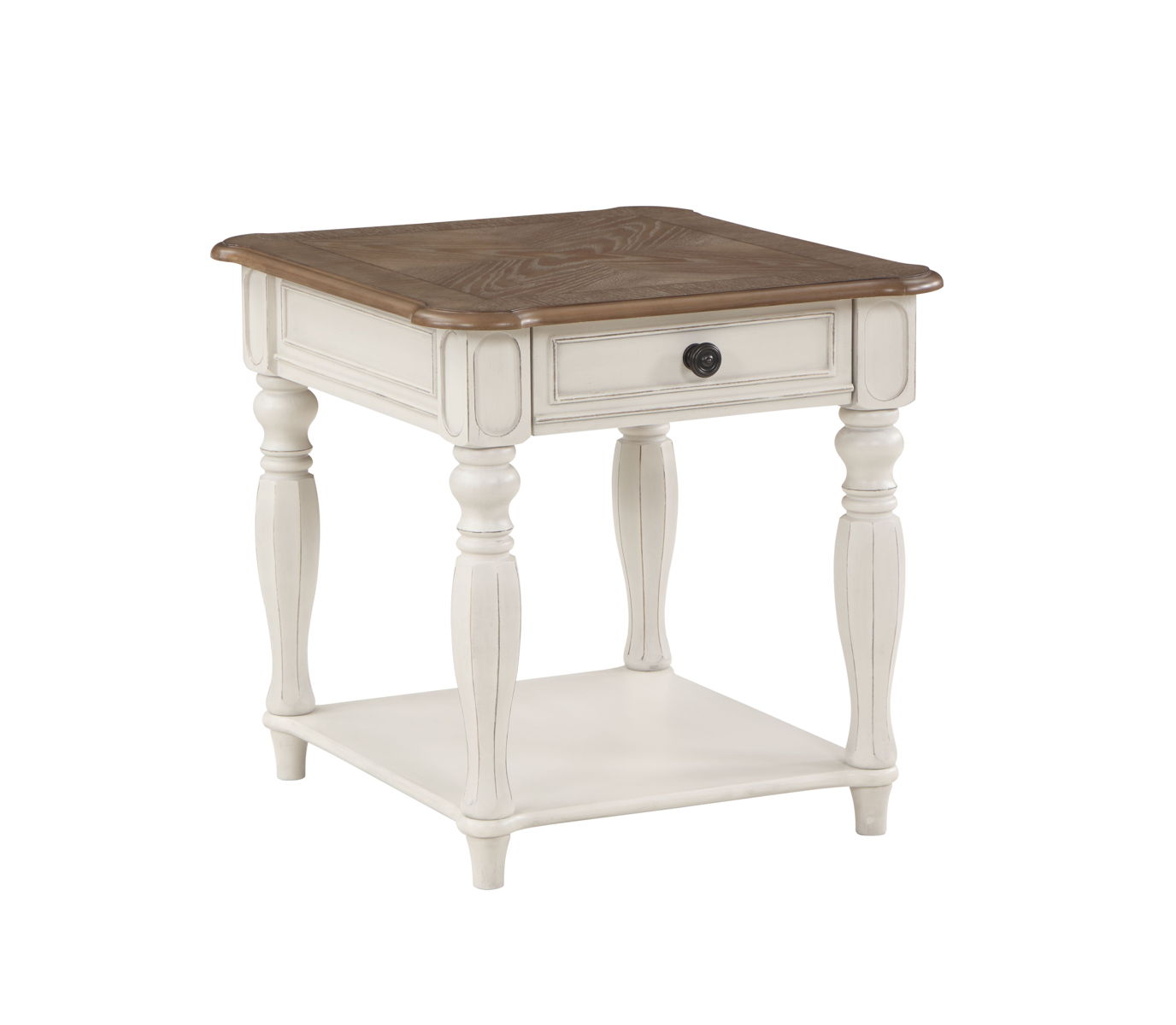 Acme Florian End Table In Oak & Antique White Finish