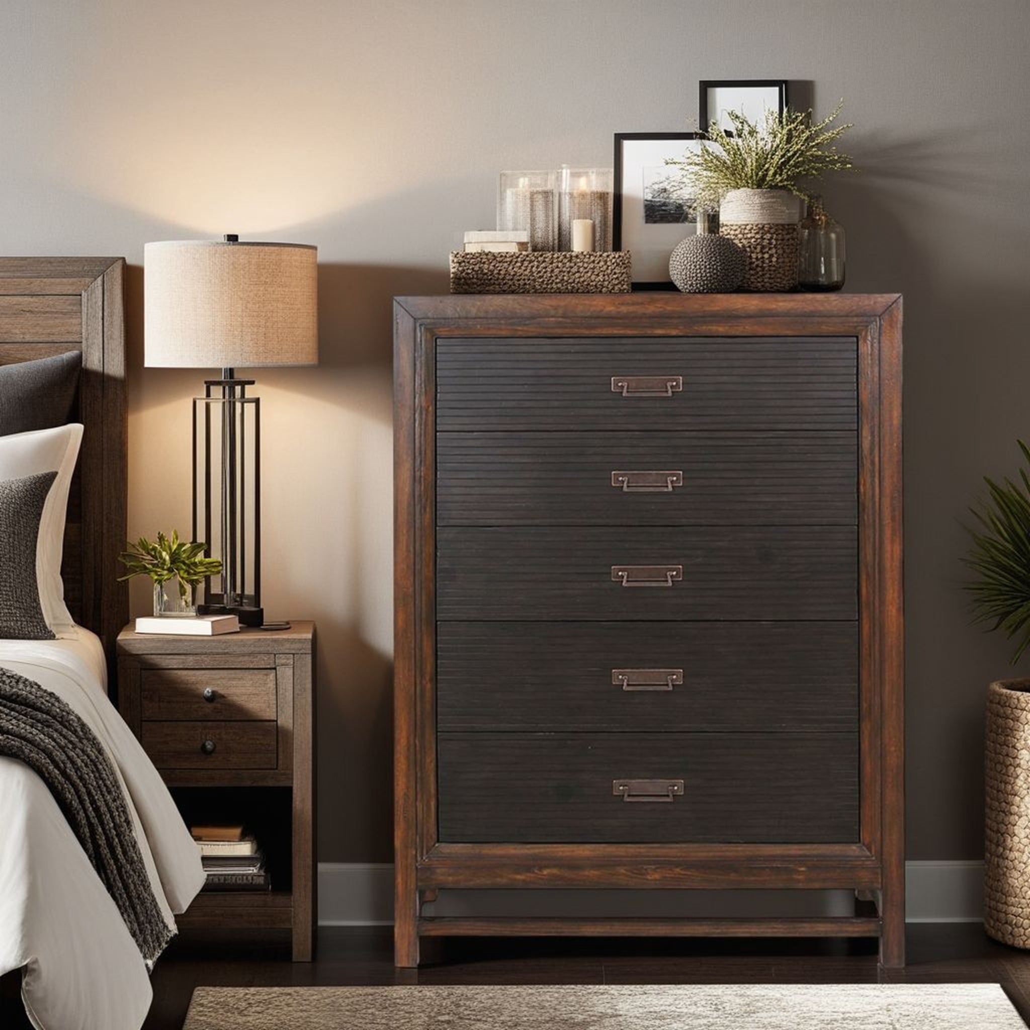 Two-Tone 5-Drawer Chest, No Assembly, Stylish Storage Solution