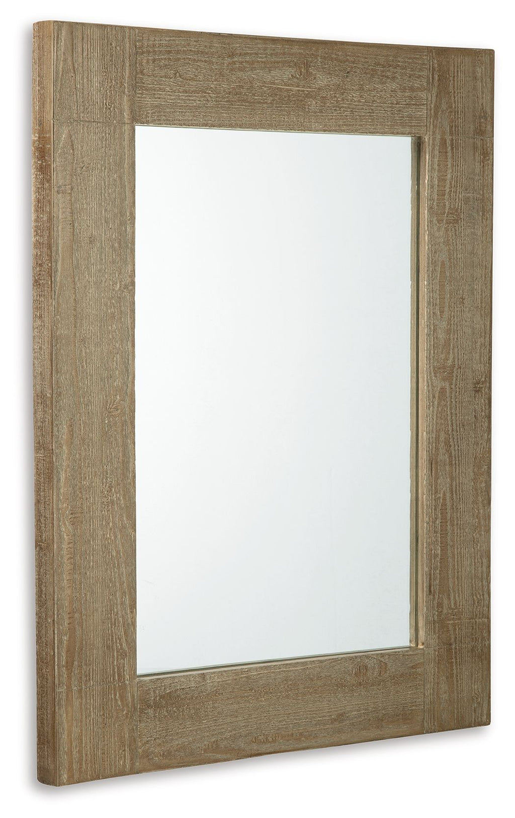 Rectangular distressed brown accent mirror with inner bevel and clear glass
