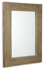 Rectangular distressed brown accent mirror with inner bevel and clear glass