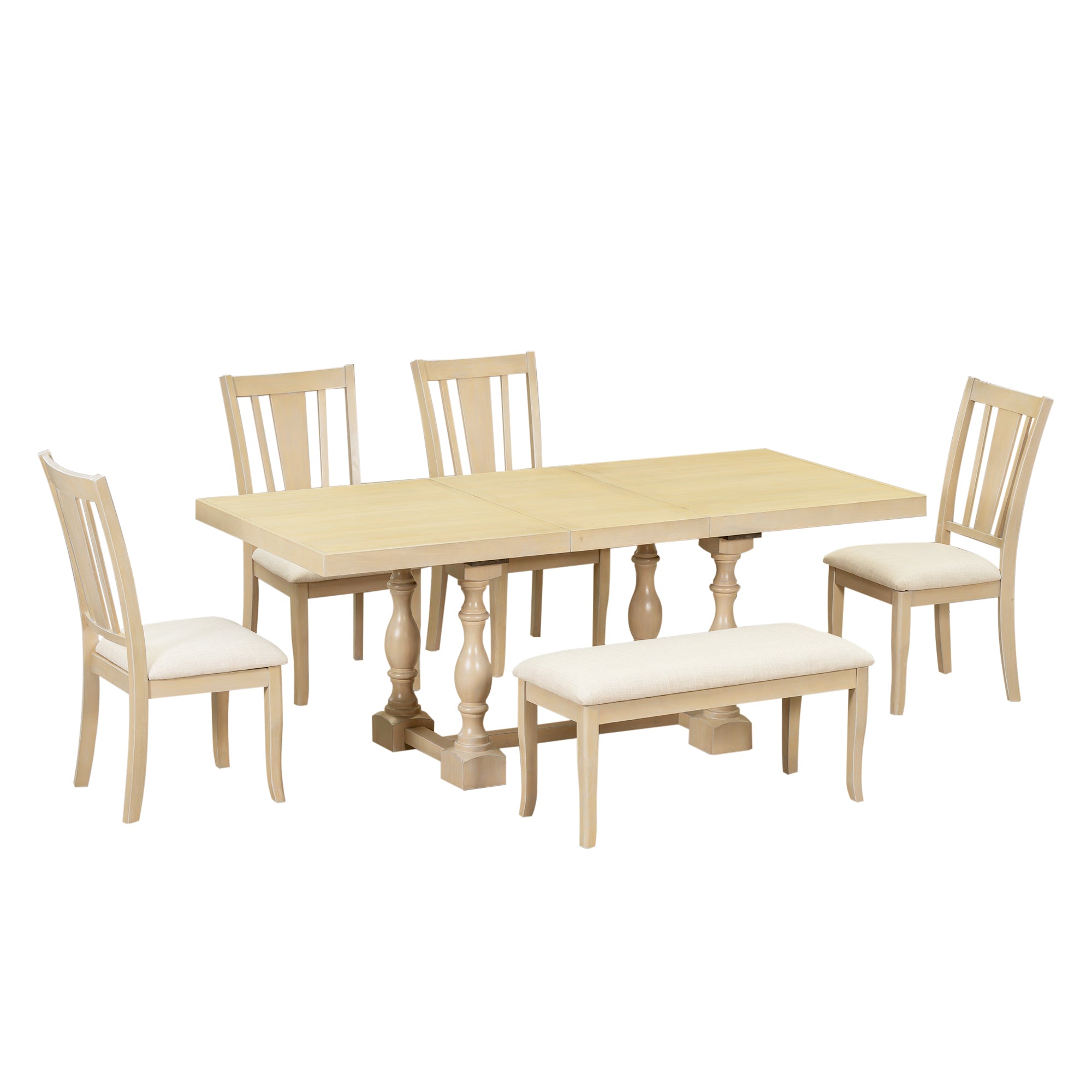 78" Trestle Dining Table Set, 6-Piece