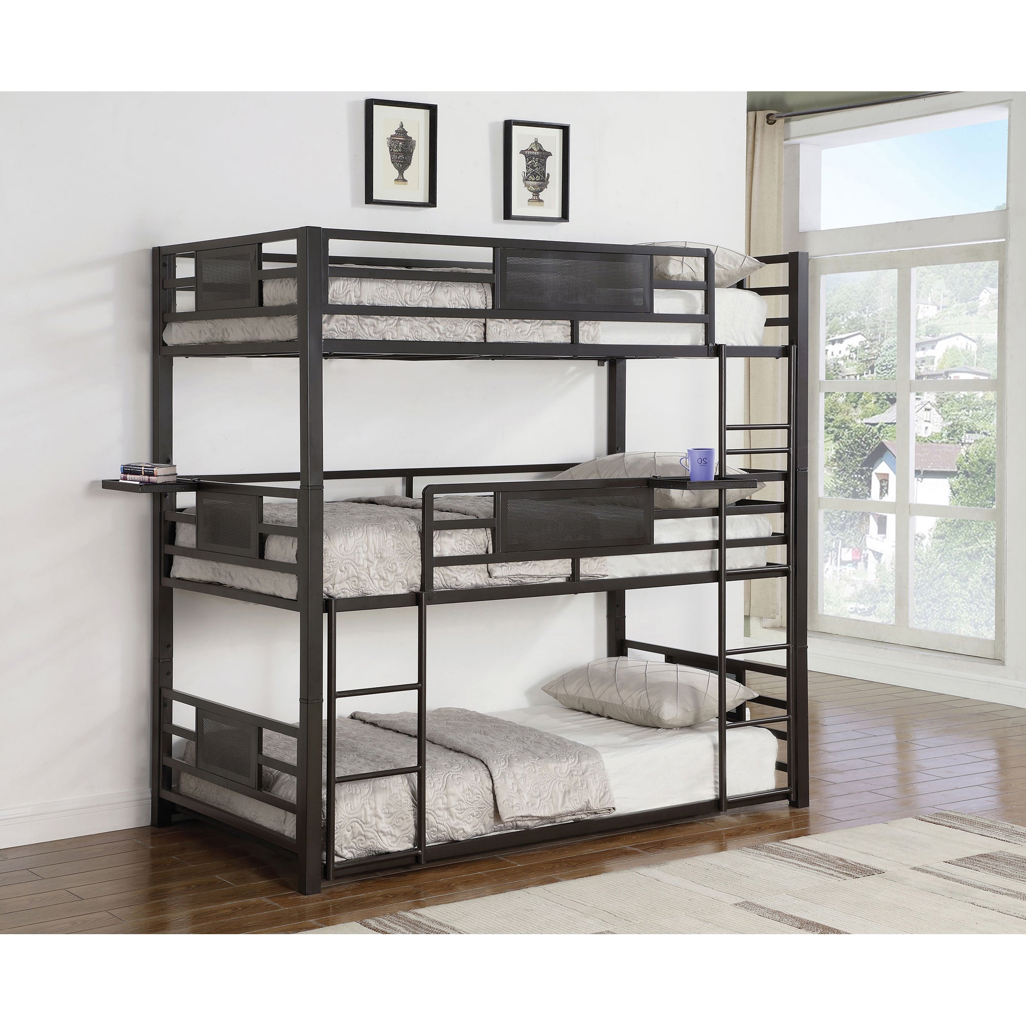 Alisso Dark Brown Triple Bunk Bed | Space-Saving & Sturdy Design