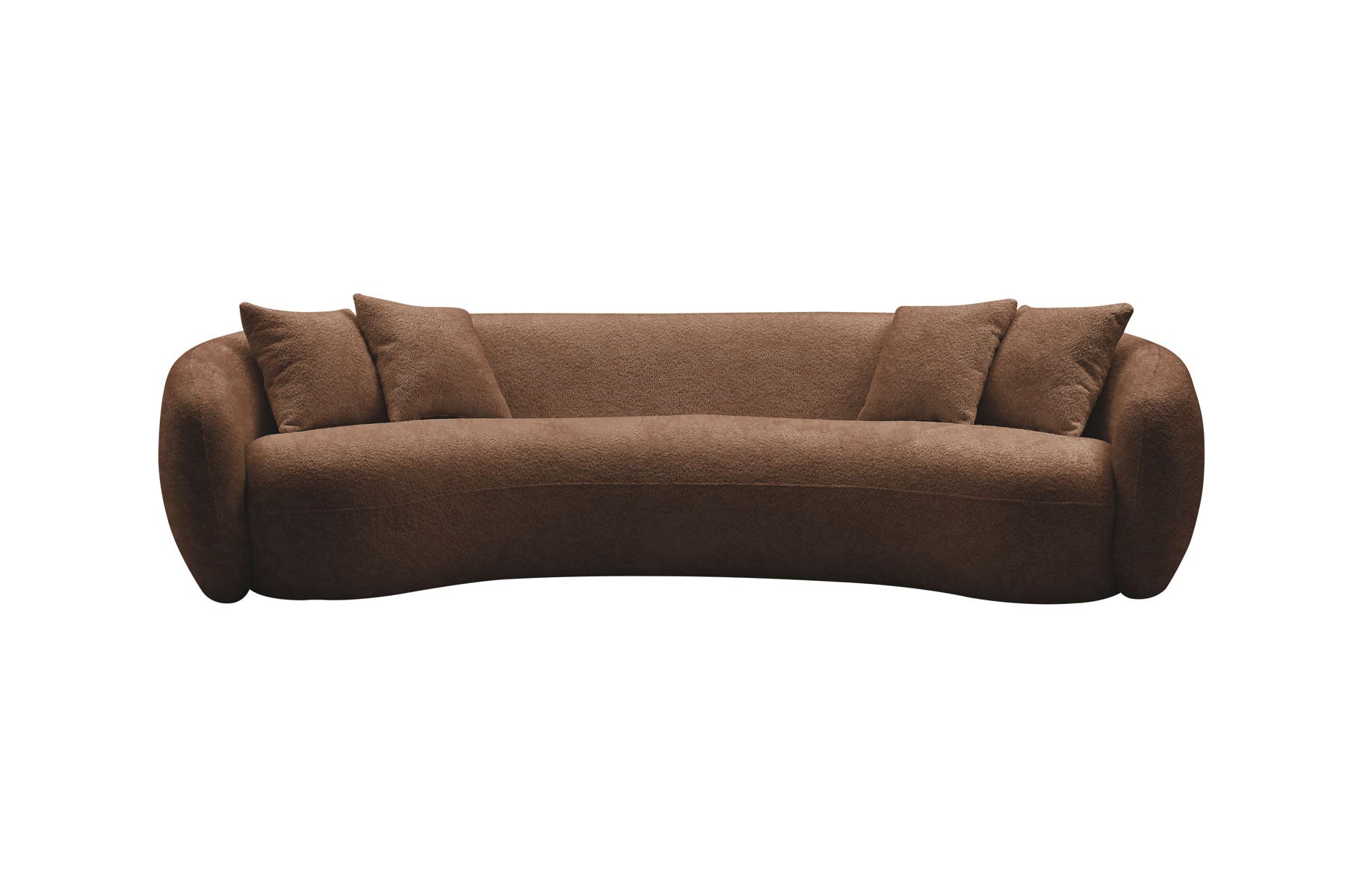 5 - Seater Boucle Sofa Modern Sectional Half Moon Leisure Couch Curved Sofa Teddy Fleece Brown