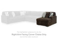 Chocolate brown RAF right-arm corner chaise with striped cord seat and back cushions