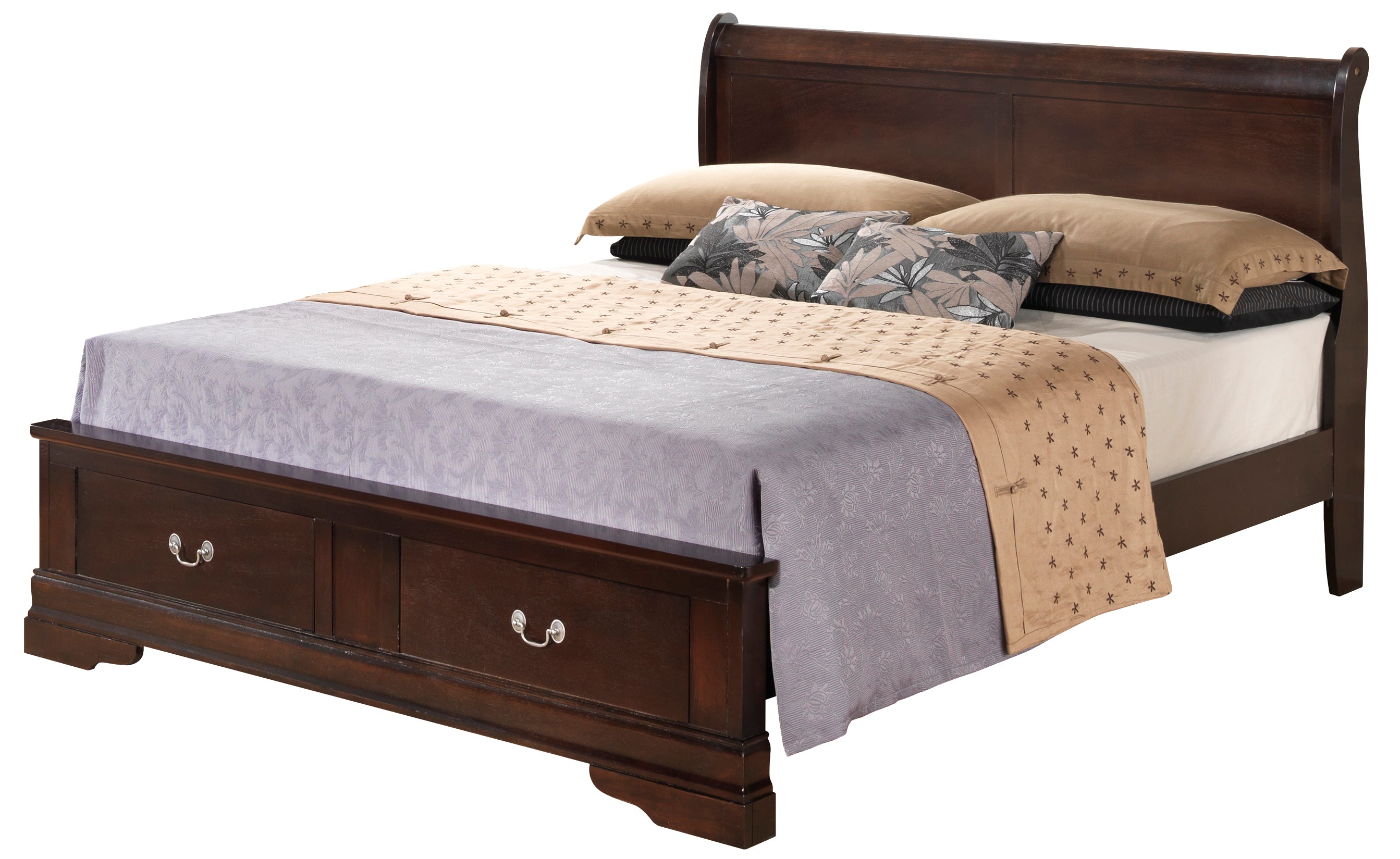 Louis Philippe G3125D-QSB2 Queen Storage Bed - Cappuccino Finish