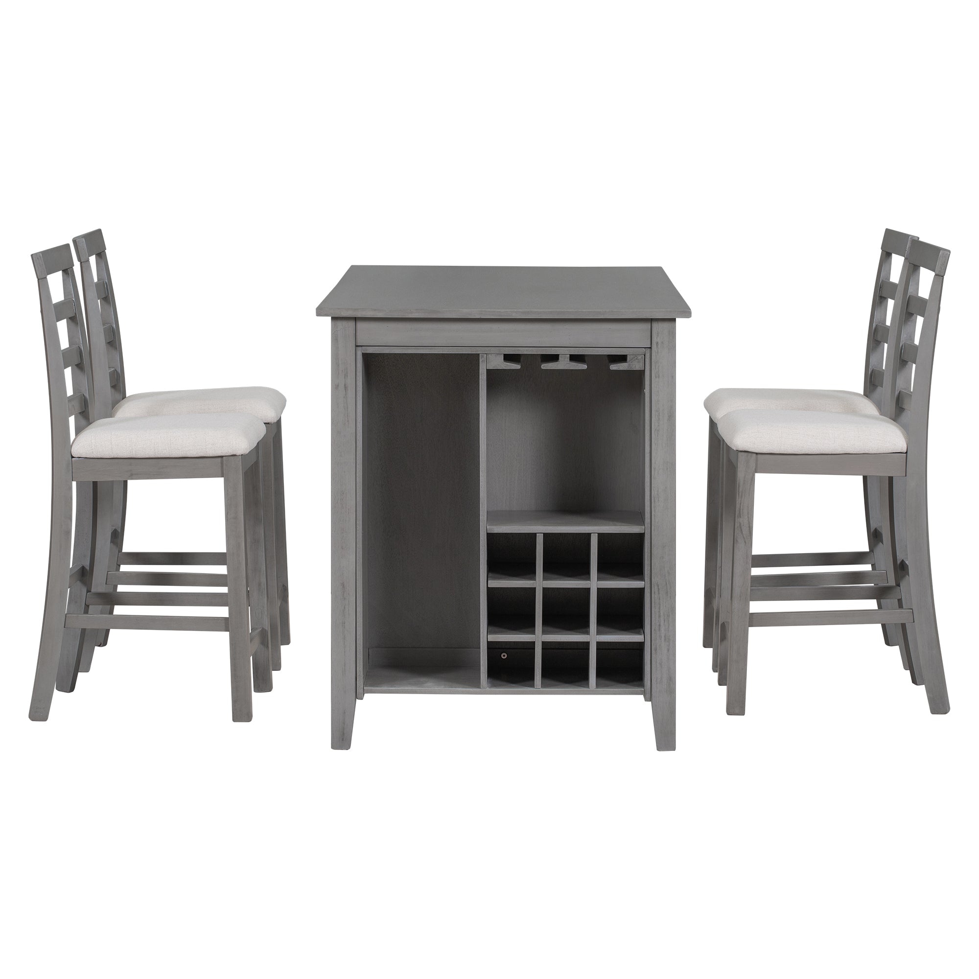 5-Piece Counter Height Dining Set (Gray)