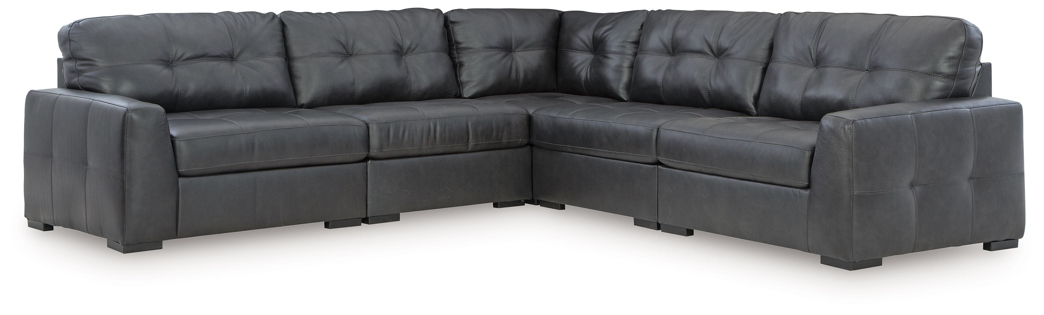 L-shaped sectional sofa with tufted back cushions and wide armrests