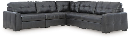 L-shaped sectional sofa with tufted back cushions and wide armrests